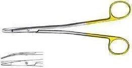 Ножиці тупокінцеві Горнея, вертикально-зігнуті, ТВС з покриттям ручок (жовтого кольору), посилені, з тонкою робочою частиною, 175 мм Bio Tules Impex BTTC-1-040